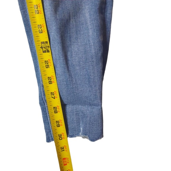 Maurices Women's Size M Distressed Midrise Skinny Jeans Raw Hem Blue - Picture 4 of 9